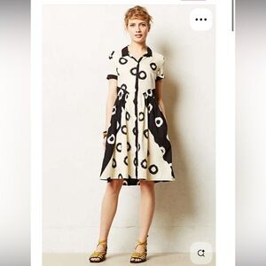 Lil anthropologie Black and White Patterned Dressed 4 EUC
